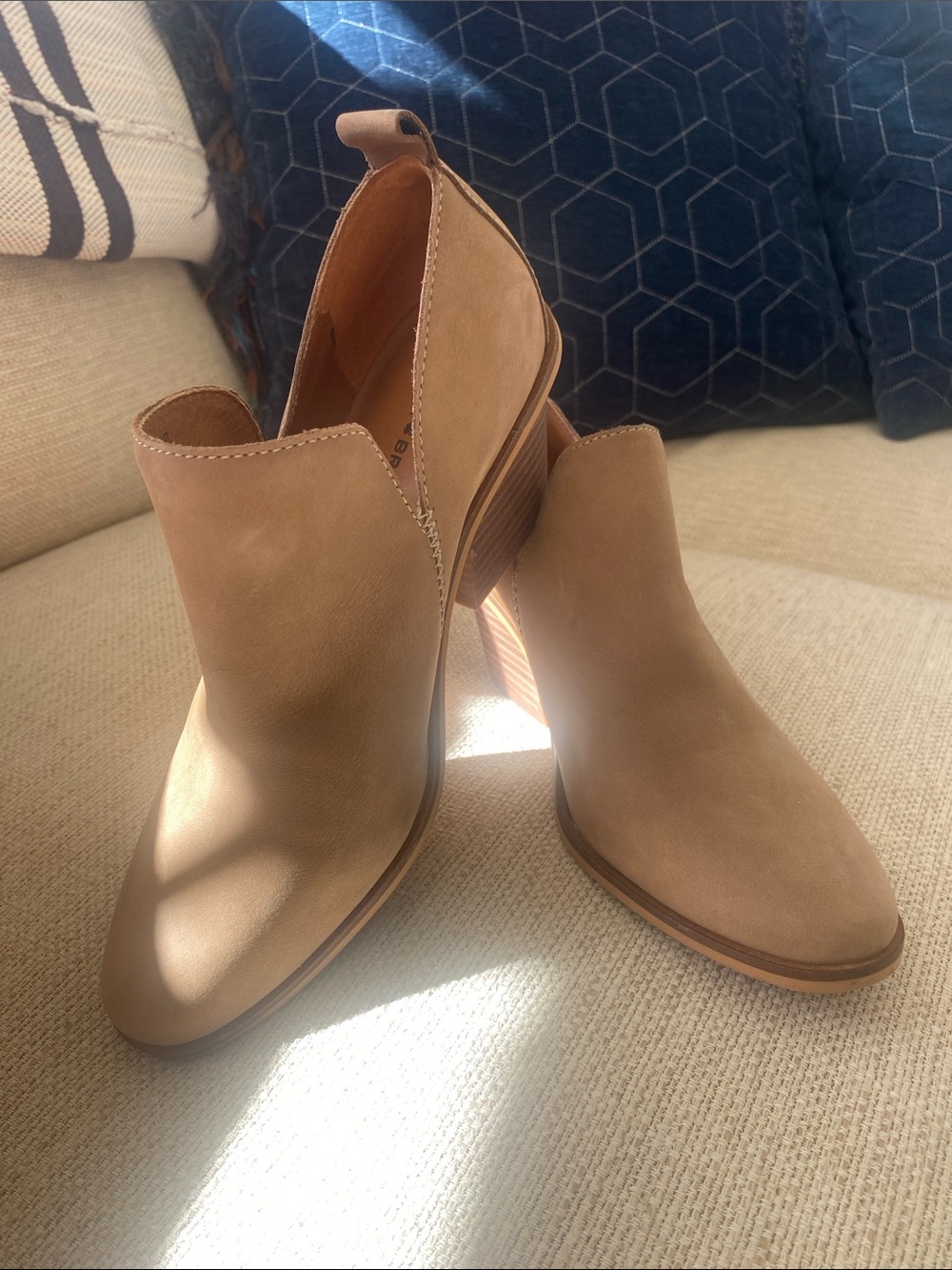 Women’s Tan Suede Ankle Booties - Classic Slip-On Heel